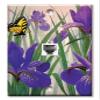 Art Plates - One Port RJ11 - Telephone decorative printed keystone style wall plate. CAT3 - RJ12 Female to Female phone jack. Works for phones, fax, ect. - Butterfly in Irises view 1