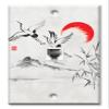 Art Plates - One Port RJ11 - Telephone decorative printed keystone style wall plate. CAT3 - RJ12 Female to Female phone jack. Works for phones, fax, ect. - Cranes Flying by the Sun Drawing view 1