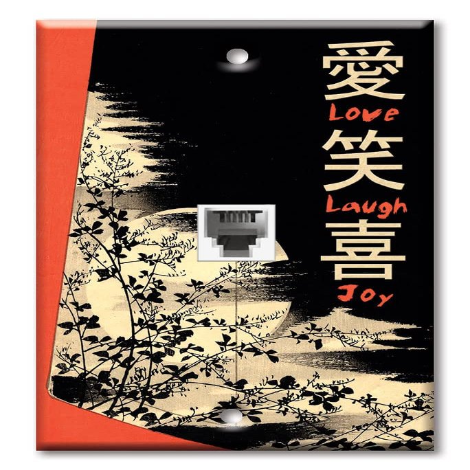 Art Plates - One Port RJ11 - Telephone decorative printed keystone style wall plate. CAT3 - RJ12 Female to Female phone jack. Works for phones, fax, ect. - Love, Laugh, Joy
