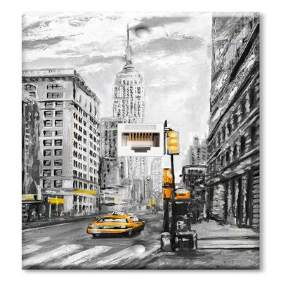 Art Plates - One Port RJ45 Ethernet decorative printed keystone style wall plate. Works with Cat5 through Cat8 cables. Female to Female Connection. - Love From New York