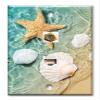 Art Plates - Decorative Printed 2 Port Data Wall Plate, RJ11 Telephone Jack Connector with RJ45 (Cat5, Cat6, Cat7) Ethernet Connector, Gold-Plated - Sea Shells and Star Fish in Ocean Beach Tide Pool view 1