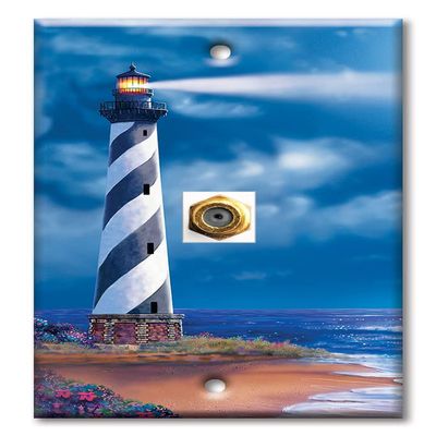 Art Plates - Decorative Printed 1 Port Coax Cable Wall Plate, 3GHz Coaxial Cable Connector, F-Type RG6 - RG59 Cable Extender Male to Male, Gold-Plated - Cape Hatteras