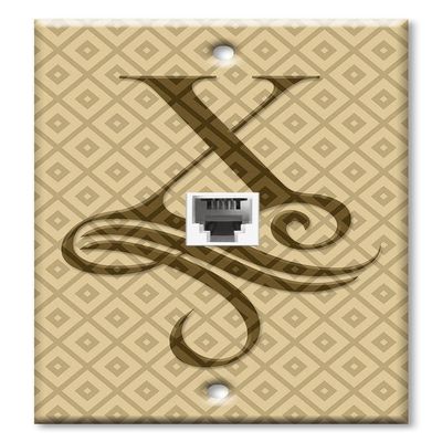 Art Plates - One Port RJ11 - Telephone decorative printed keystone style wall plate. CAT3 - RJ12 Female to Female phone jack. Works for phones, fax, ect. - Letter "X" Monogram