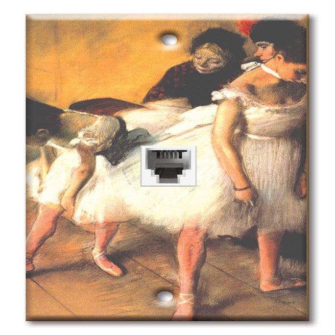 Art Plates - One Port RJ11 - Telephone decorative printed keystone style wall plate. CAT3 - RJ12 Female to Female phone jack. Works for phones, fax, ect. - Degas: Dance Examination