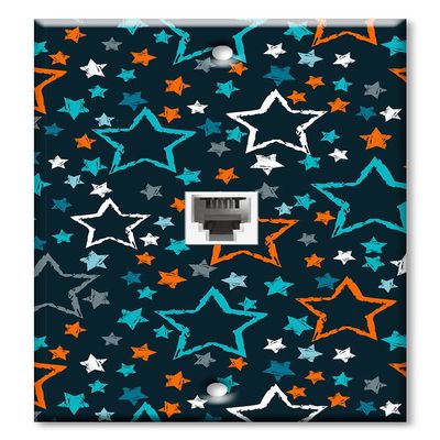 Art Plates - One Port RJ11 - Telephone decorative printed keystone style wall plate. CAT3 - RJ12 Female to Female phone jack. Works for phones, fax, ect. - Stars