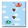 Art Plates - Two Port RJ11 - Telephone decorative printed keystone style wall plate. CAT3 - RJ12 Female to Female phone jack. Works for phones, fax, ect. - Birds on a Line view 1