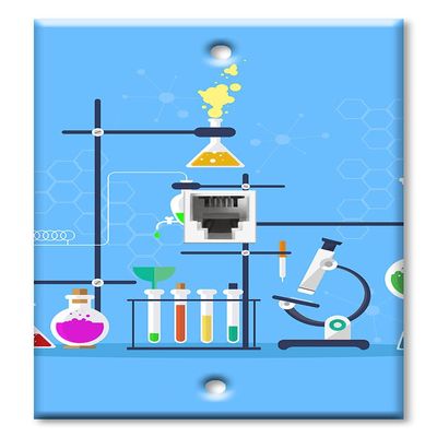 Art Plates - One Port RJ11 - Telephone decorative printed keystone style wall plate. CAT3 - RJ12 Female to Female phone jack. Works for phones, fax, ect. - Chemistry Set