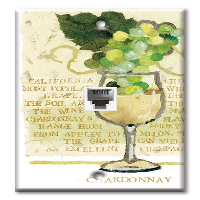 Art Plates - One Port RJ11 - Telephone decorative printed keystone style wall plate. CAT3 - RJ12 Female to Female phone jack. Works for phones, fax, ect. - Chardonnay