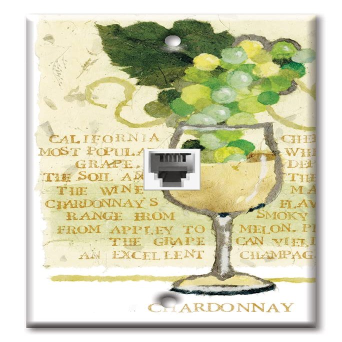 Art Plates - One Port RJ11 - Telephone decorative printed keystone style wall plate. CAT3 - RJ12 Female to Female phone jack. Works for phones, fax, ect. - Chardonnay
