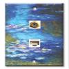 Art Plates - Decorative Printed 2 Port Data Wall Plate, RJ11 Telephone Jack Connector with RJ45 (Cat5, Cat6, Cat7) Ethernet Connector, Gold-Plated - Monet: Irises II view 1