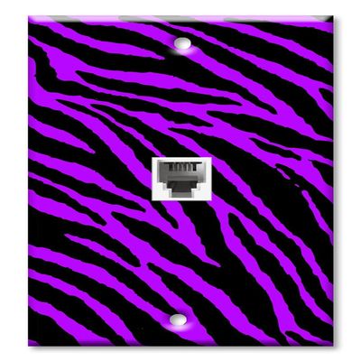 Art Plates - One Port RJ11 - Telephone decorative printed keystone style wall plate. CAT3 - RJ12 Female to Female phone jack. Works for phones, fax, ect. - Purple Zebra