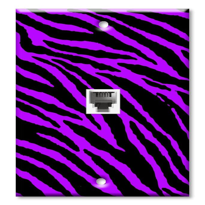 Art Plates - One Port RJ11 - Telephone decorative printed keystone style wall plate. CAT3 - RJ12 Female to Female phone jack. Works for phones, fax, ect. - Purple Zebra