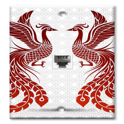 Art Plates - One Port RJ11 - Telephone decorative printed keystone style wall plate. CAT3 - RJ12 Female to Female phone jack. Works for phones, fax, ect. - Phoenix
