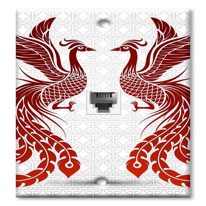 Art Plates - One Port RJ11 - Telephone decorative printed keystone style wall plate. CAT3 - RJ12 Female to Female phone jack. Works for phones, fax, ect. - Phoenix