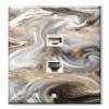 Art Plates - Decorative Printed 2 Port Data Wall Plate - RJ11 Telephone Jack Connector and RJ45 (Cat6) Ethernet Connector - Gold-Plated Contacts - Grey and Brown Swirl Marble - Granite Print view 1