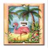 Art Plates - One Port RJ45 Ethernet decorative printed keystone style wall plate. Works with Cat5 through Cat8 cables. Female to Female Connection. - Flamingo view 1