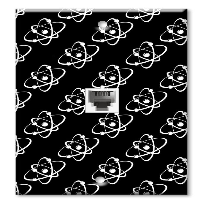 Art Plates - One Port RJ11 - Telephone decorative printed keystone style wall plate. CAT3 - RJ12 Female to Female phone jack. Works for phones, fax, ect. - Atoms
