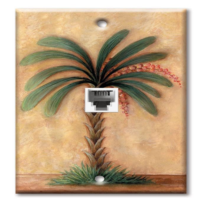 Art Plates - One Port RJ11 - Telephone decorative printed keystone style wall plate. CAT3 - RJ12 Female to Female phone jack. Works for phones, fax, ect. - Palm