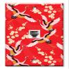 Art Plates - One Port RJ11 - Telephone decorative printed keystone style wall plate. CAT3 - RJ12 Female to Female phone jack. Works for phones, fax, ect. - Red, White and Gold Cranes view 1