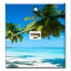 Art Plates - One Port RJ45 Ethernet decorative printed keystone style wall plate. Works with Cat5 through Cat8 cables. Female to Female Connection. - Two Palm Trees on Beach view 1