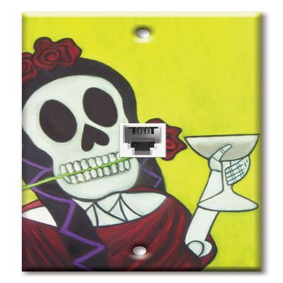 Art Plates - One Port RJ11 - Telephone decorative printed keystone style wall plate. CAT3 - RJ12 Female to Female phone jack. Works for phones, fax, ect. - Margarita