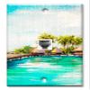 Art Plates - One Port RJ11 - Telephone decorative printed keystone style wall plate. CAT3 - RJ12 Female to Female phone jack. Works for phones, fax, ect. - Huts on the Water view 1