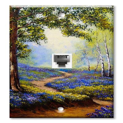 Art Plates - One Port RJ11 - Telephone decorative printed keystone style wall plate. CAT3 - RJ12 Female to Female phone jack. Works for phones, fax, ect. - Spring Time in the Forest