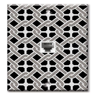 Art Plates - One Port RJ11 - Telephone decorative printed keystone style wall plate. CAT3 - RJ12 Female to Female phone jack. Works for phones, fax, ect. - Interlock