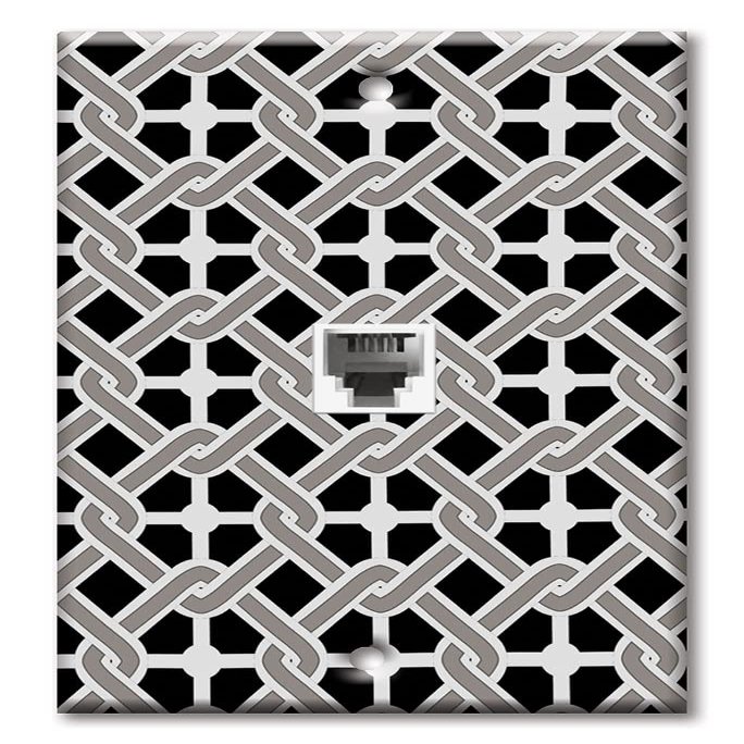 Art Plates - One Port RJ11 - Telephone decorative printed keystone style wall plate. CAT3 - RJ12 Female to Female phone jack. Works for phones, fax, ect. - Interlock