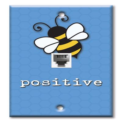 Art Plates - One Port RJ11 - Telephone decorative printed keystone style wall plate. CAT3 - RJ12 Female to Female phone jack. Works for phones, fax, ect. - Bee Positive