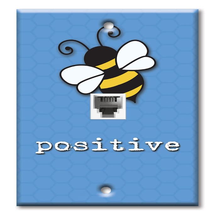 Art Plates - One Port RJ11 - Telephone decorative printed keystone style wall plate. CAT3 - RJ12 Female to Female phone jack. Works for phones, fax, ect. - Bee Positive