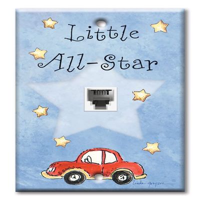 Art Plates - One Port RJ11 - Telephone decorative printed keystone style wall plate. CAT3 - RJ12 Female to Female phone jack. Works for phones, fax, ect. - Little All Star