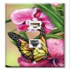 Art Plates - Decorative Printed 2 Port Data Wall Plate - RJ11 Telephone Jack Connector and RJ45 (Cat5, Cat6, Cat7) Ethernet Connector - Gold-Plated Contacts - Monarch and Flowers view 1