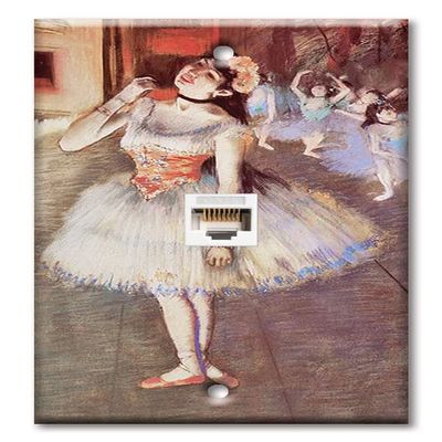 Art Plates - One Port RJ45 Ethernet decorative printed keystone style wall plate. Works with Cat5 through Cat8 cables. Female to Female Connection. - Degas
