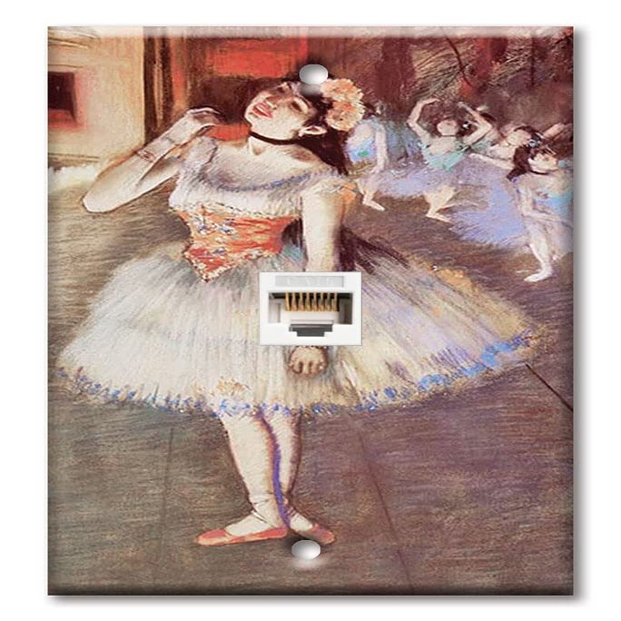 Art Plates - One Port RJ45 Ethernet decorative printed keystone style wall plate. Works with Cat5 through Cat8 cables. Female to Female Connection. - Degas