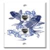 Art Plates - Two Port RJ11 - Telephone decorative printed keystone style wall plate. CAT3 - RJ12 Female to Female phone jack. Works for phones, fax, ect. - Jumping Koi view 1