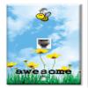 Art Plates - One Port RJ11 - Telephone decorative printed keystone style wall plate. CAT3 - RJ12 Female to Female phone jack. Works for phones, fax, ect. - Bee Awesome view 1