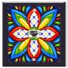 Art Plates - Decorative Printed 2 Port Data Wall Plate - RJ11 Telephone Jack Connector and RJ45 (Cat5, Cat6, Cat7) Ethernet Connector - Gold-Plated Contacts - Black Mexican Talavera Tile Print view 1