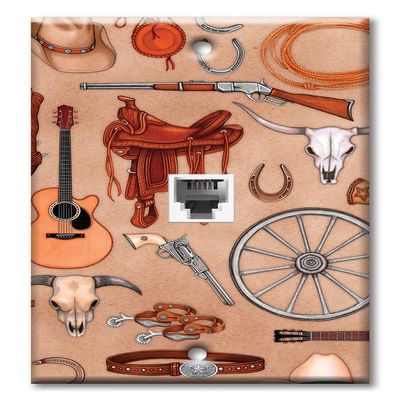Art Plates - One Port RJ11 - Telephone decorative printed keystone style wall plate. CAT3 - RJ12 Female to Female phone jack. Works for phones, fax, ect. - Western