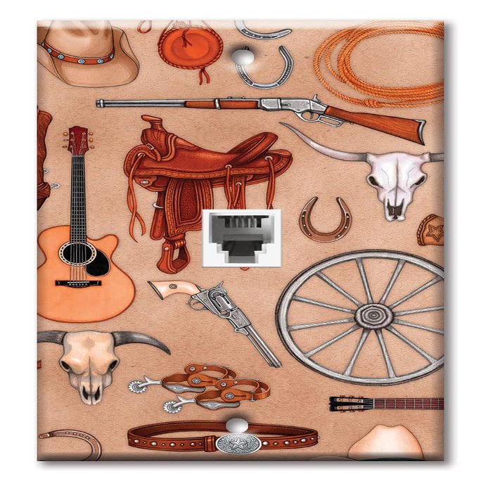 Art Plates - One Port RJ11 - Telephone decorative printed keystone style wall plate. CAT3 - RJ12 Female to Female phone jack. Works for phones, fax, ect. - Western