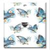 Art Plates - One Port RJ11 - Telephone decorative printed keystone style wall plate. CAT3 - RJ12 Female to Female phone jack. Works for phones, fax, ect. - Blue Butterflies on White Flowers view 1
