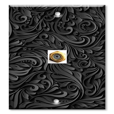 Art Plates - Decorative Printed 1 Port Coax Cable Wall Plate, 3GHz Coaxial Cable Connector, F-Type RG6 - RG59 Cable Extender Male to Male, Gold-Plated - Black Floral
