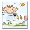 Art Plates - One Port RJ11 - Telephone decorative printed keystone style wall plate. CAT3 - RJ12 Female to Female phone jack. Works for phones, fax, ect. - Kid doing Laundry view 1