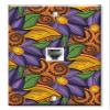 Art Plates - One Port RJ11 - Telephone decorative printed keystone style wall plate. CAT3 - RJ12 Female to Female phone jack. Works for phones, fax, ect. - Orange and Purple Floral Toss view 1