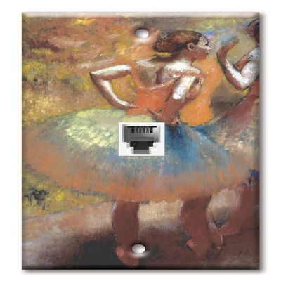 Art Plates - One Port RJ11 - Telephone decorative printed keystone style wall plate. CAT3 - RJ12 Female to Female phone jack. Works for phones, fax, ect. - Degas: Dancers in Green Skirts