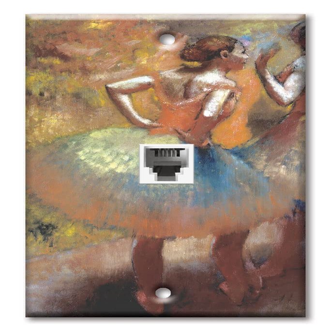 Art Plates - One Port RJ11 - Telephone decorative printed keystone style wall plate. CAT3 - RJ12 Female to Female phone jack. Works for phones, fax, ect. - Degas: Dancers in Green Skirts