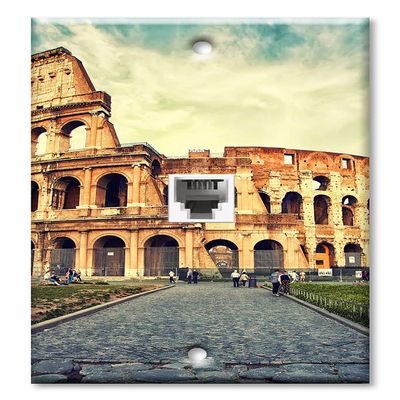 Art Plates - One Port RJ11 - Telephone decorative printed keystone style wall plate. CAT3 - RJ12 Female to Female phone jack. Works for phones, fax, ect. - The Coliseum