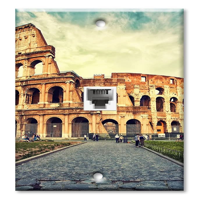 Art Plates - One Port RJ11 - Telephone decorative printed keystone style wall plate. CAT3 - RJ12 Female to Female phone jack. Works for phones, fax, ect. - The Coliseum