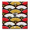 Art Plates - One Port RJ11 - Telephone decorative printed keystone style wall plate. CAT3 - RJ12 Female to Female phone jack. Works for phones, fax, ect. - Red, White and Gold Fans view 1