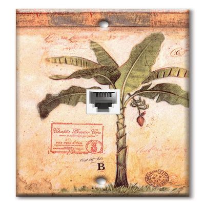 Art Plates - One Port RJ11 - Telephone decorative printed keystone style wall plate. CAT3 - RJ12 Female to Female phone jack. Works for phones, fax, ect. - Big Palm
